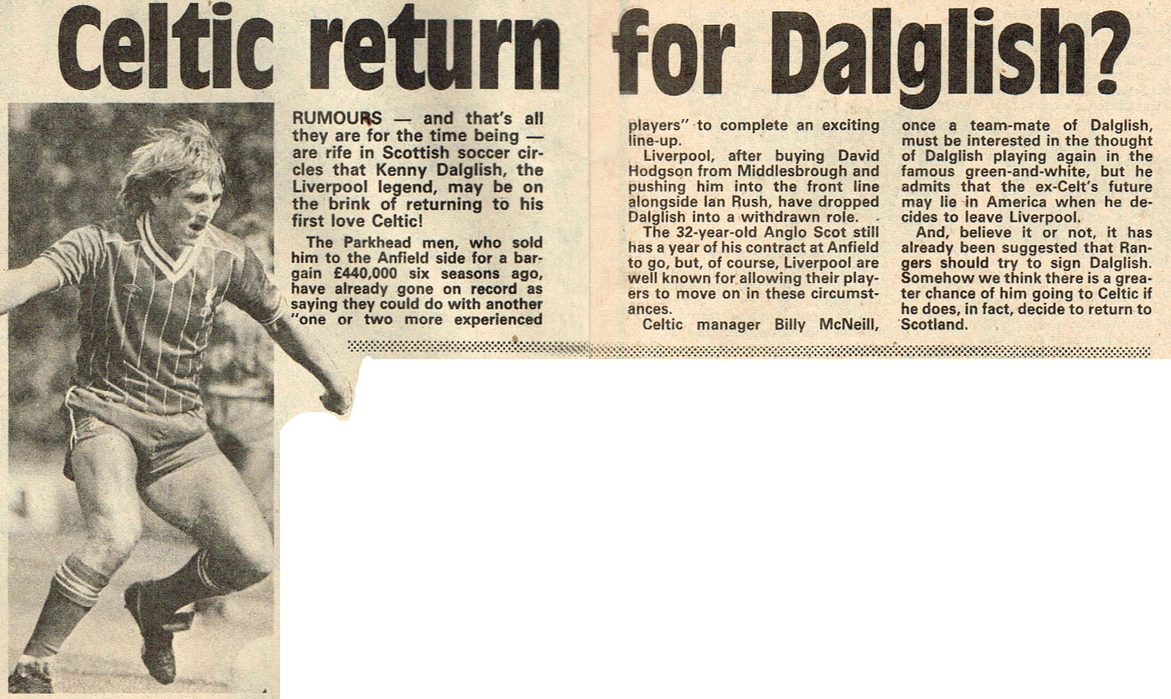Celtic return for Dalglish? - 9 October 1982